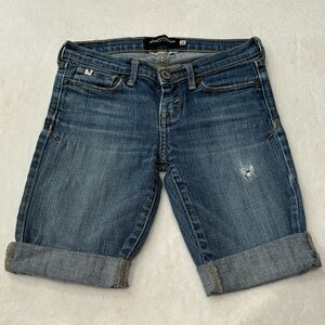 ABERCROMBIE KIDS Girl’s Blue Denim Mid Length Stretch Jean Shorts - size 12 slim